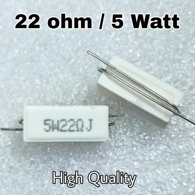 Diskon (1) Resistor 22 ohm 5 watt 22R 5W keramik / kapur / cemen 22ohm 5watt putran1a Kualitas Baik