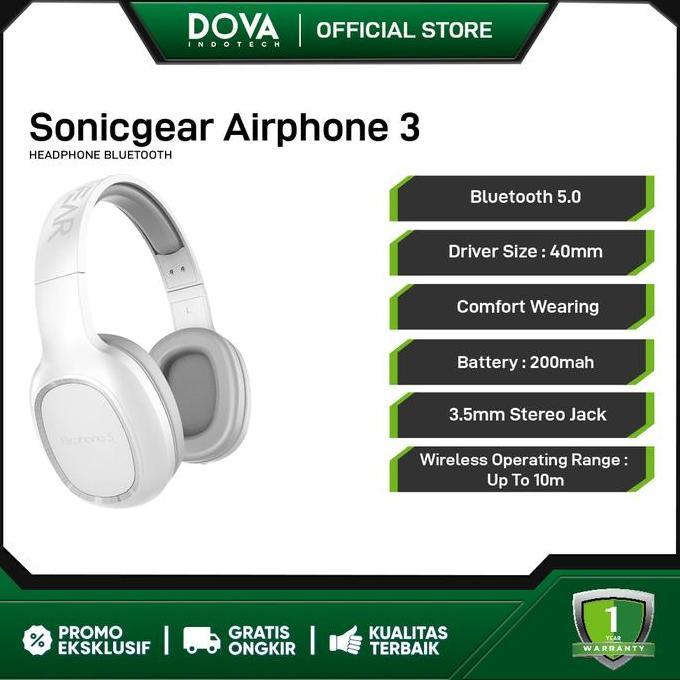 Headset Bluetoth Sonicgear Airphone 3 Wireless Headphone