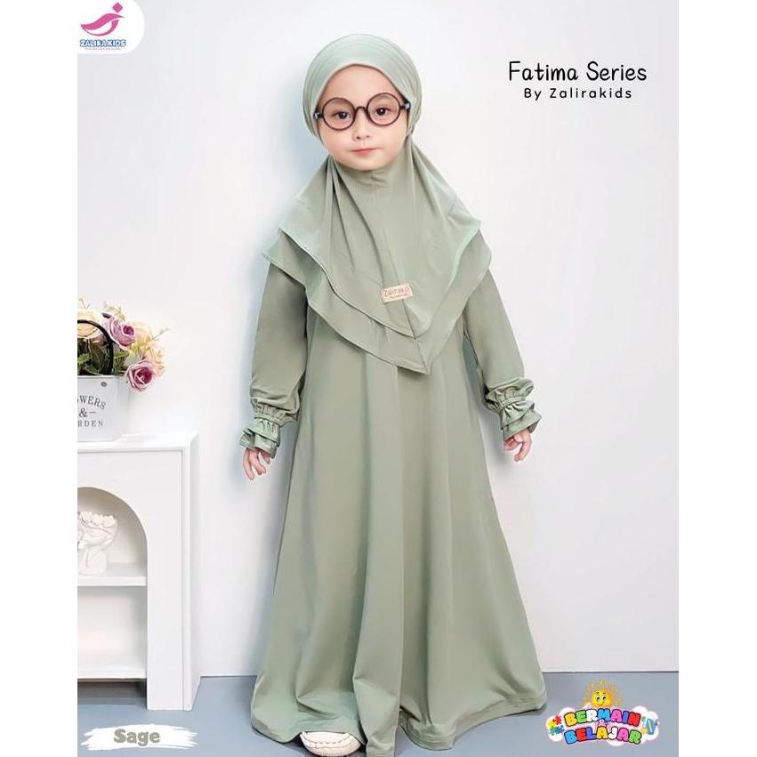 Zalira ORIGINAL - Gamis Bayi newborn set jilbab Polos usia 0 bulan - 2 tahun terlaris Lula series Or