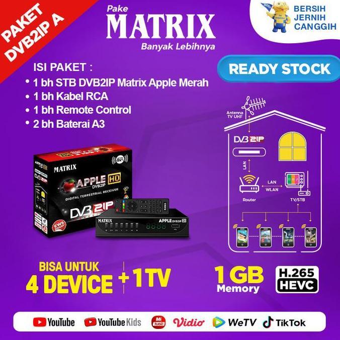 SET TOP BOX DVB2IP TV DIGITAL MATRIX APPLE MERAH (TERBARU)