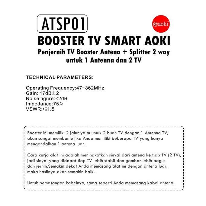 BOOSTER ANTENA PENJERNIH TV SPLITTER UNTUK 2 TV POWER SUPPLY