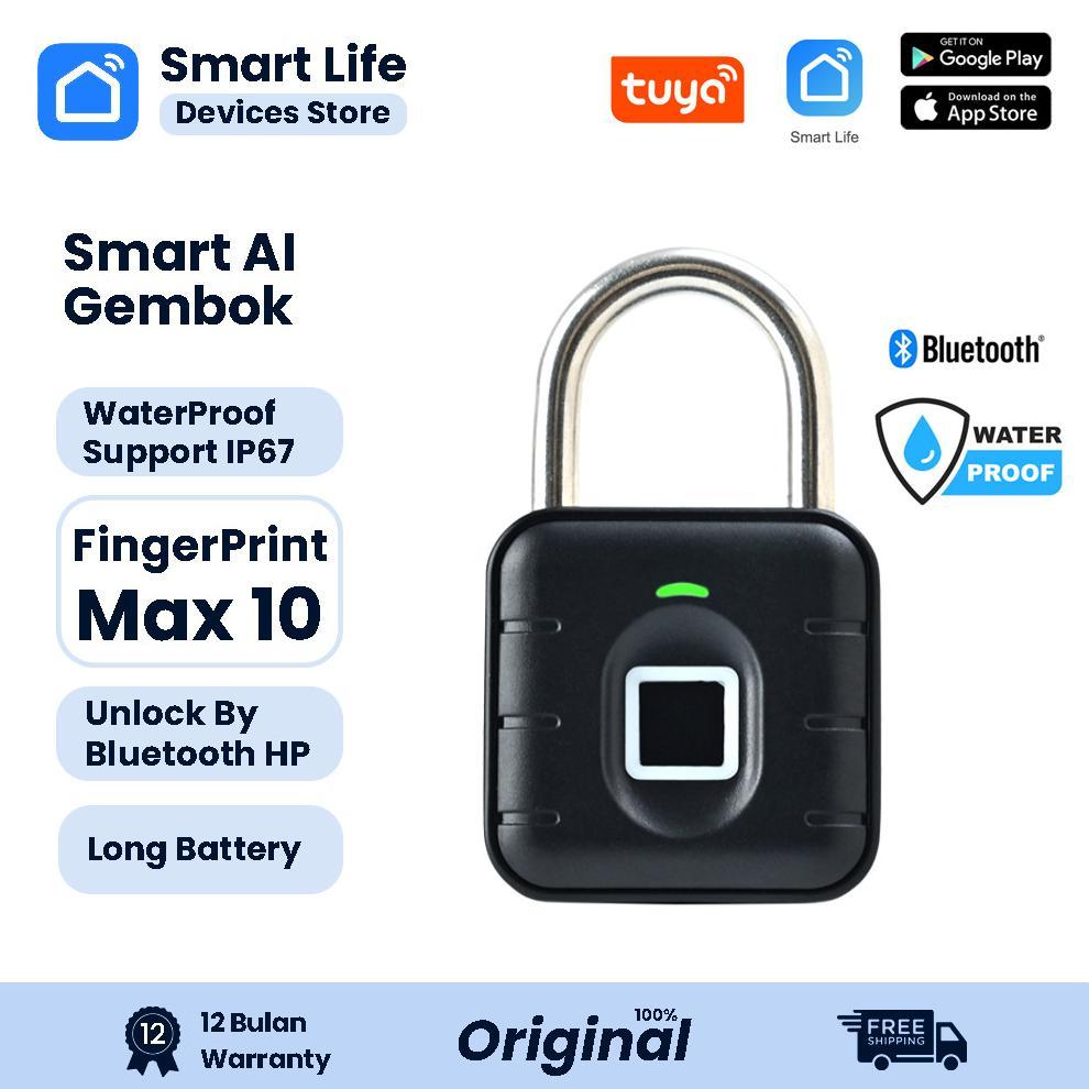 Smart Padlock Gembok Fingerprint Waterproof IP67 Tuya/SmartLife  12 Months Battery SmartLife