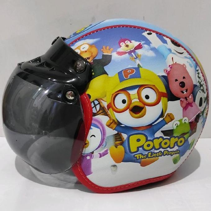 Helm Bogo Retro Anak Untuk Usia 2-6tahun laki laki perempuan Motif Pororo - pst kaca bogo Pororo Mot