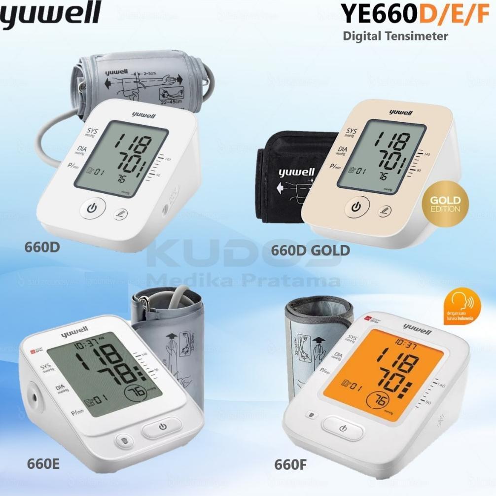 Tensimeter Yuwell - YE660D YE-660 White Gold YE660E YE660F - Alat Ukur Tekanan Darah Tensi - Digital