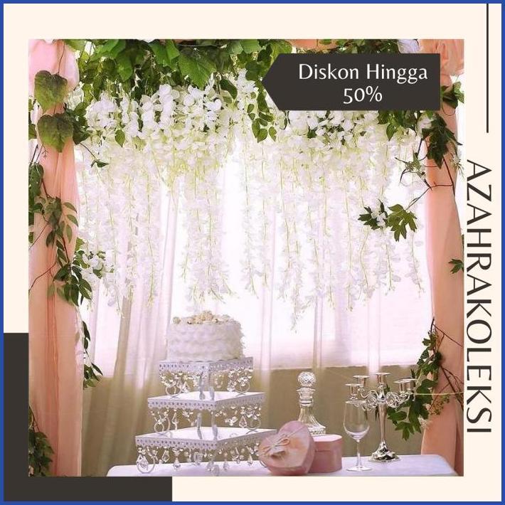 azahrakoleksi [ 1 Lusin/12 pcs ] WISTERIA GANTUNG JUMBO / Bunga Wisteria Besar warna Putih Viral