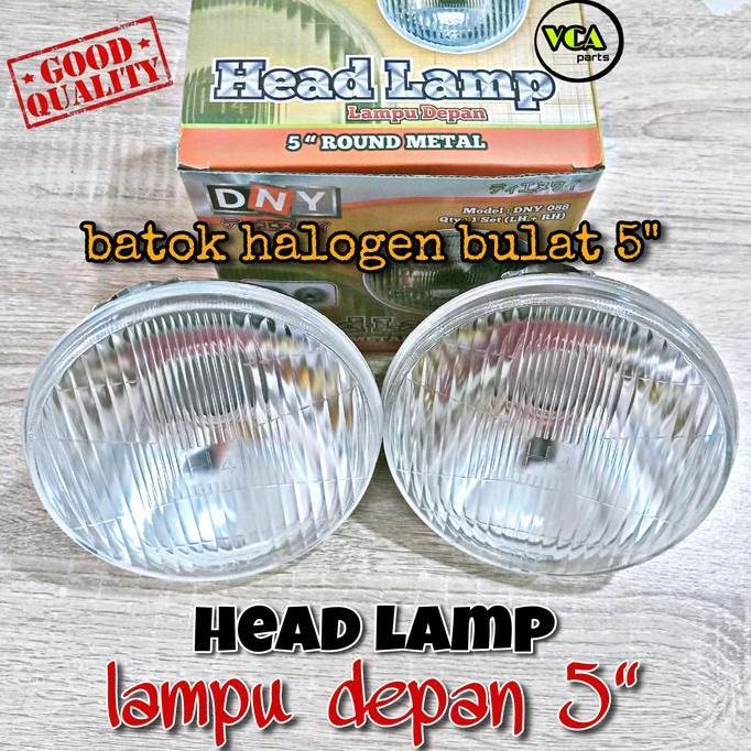 HEAD LAMP LAMPU HALOGEN H4 BULAT 5 INCH HARGA PER 1 SET KANAN KIRI BEST QUALITY