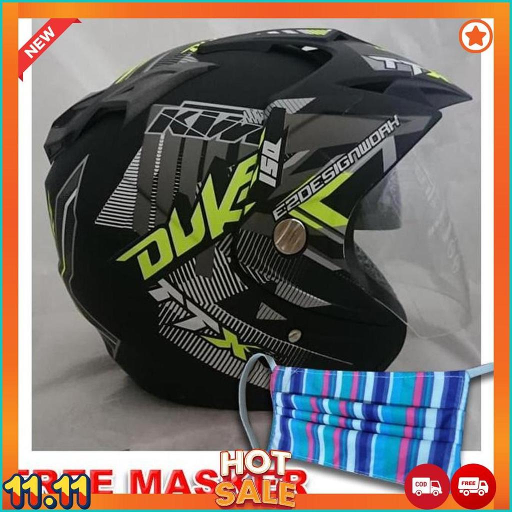 11.11 Helmet Double Visor Dua Kaca Helem Duke Doff  Helm Cod