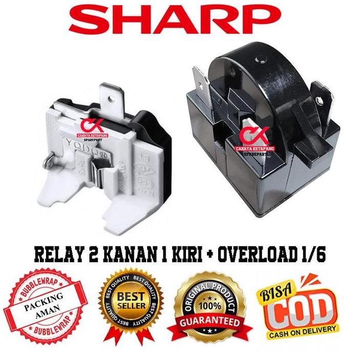 Relay 3 pin + ptc overload kulkas Sharp 1 pintu / 2 pintu PROMO