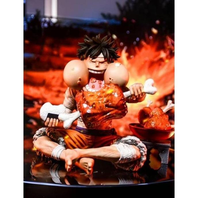 Action Figure Monkey D Luffy Duduk Makan Daging