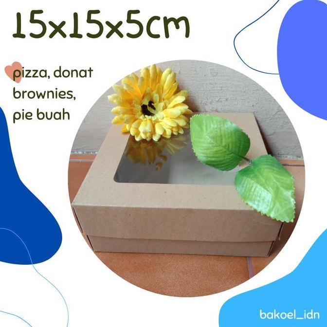 New- Kardus Kotak Box Kraft Mika Laminasi Jendela Pizza Brownies Pie Buah