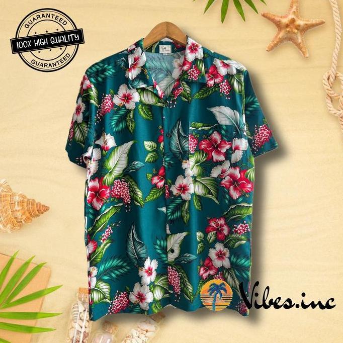 Kemeja Hawai Pantai Casual Pria Wanita Big Size Bunga Tosca
