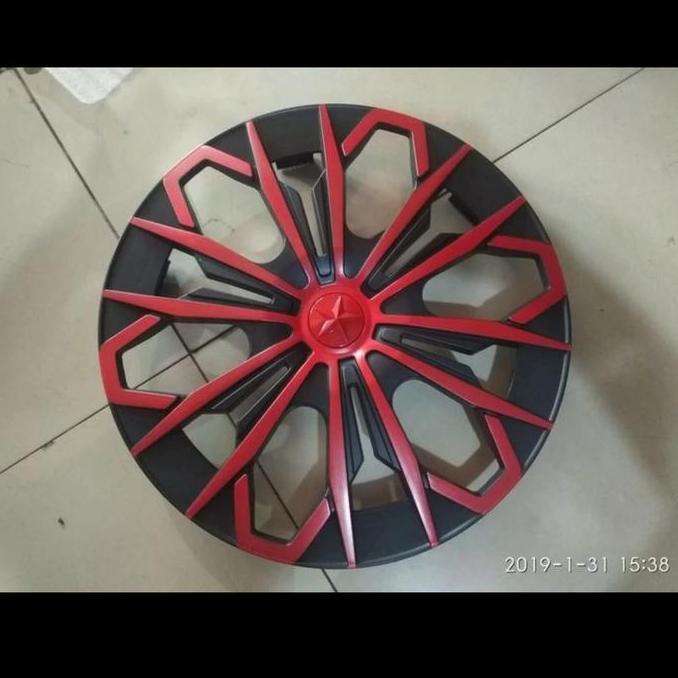 cover velg mobil vios ring 14 motif hitam merah PREMIUM