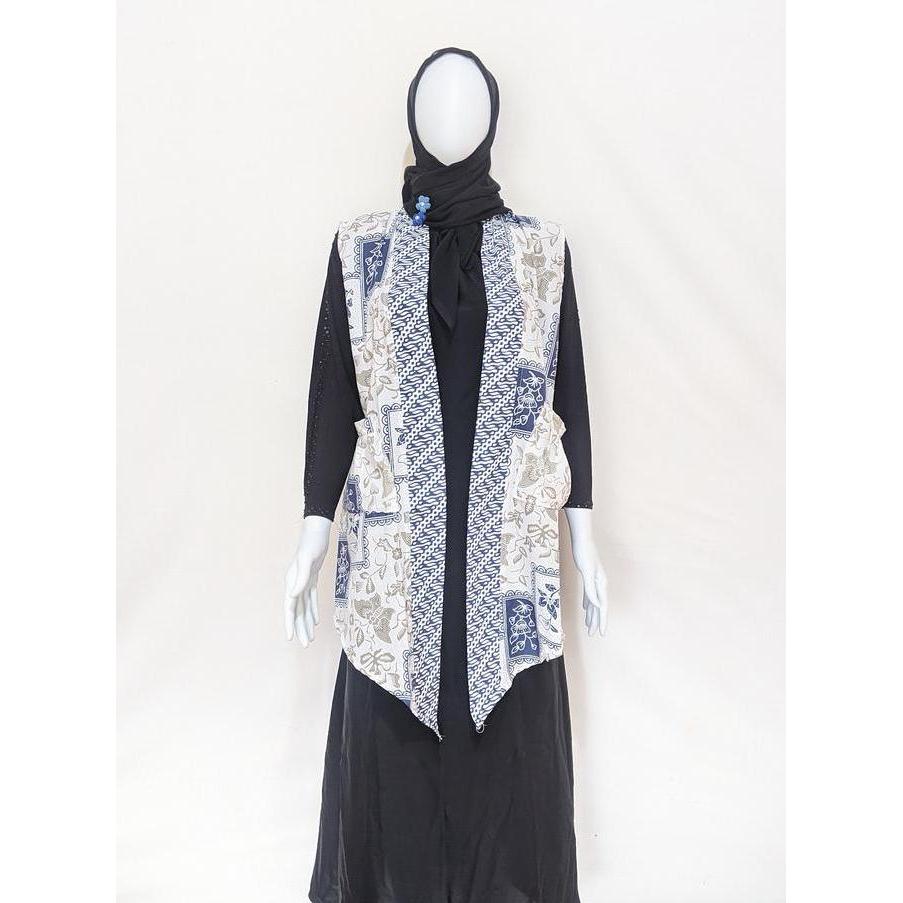 Cardigan Batik Tanpa Lengan Wanita Modern Vest Outer Batik Vest Cardi Long Outer Batik Modern Cardig