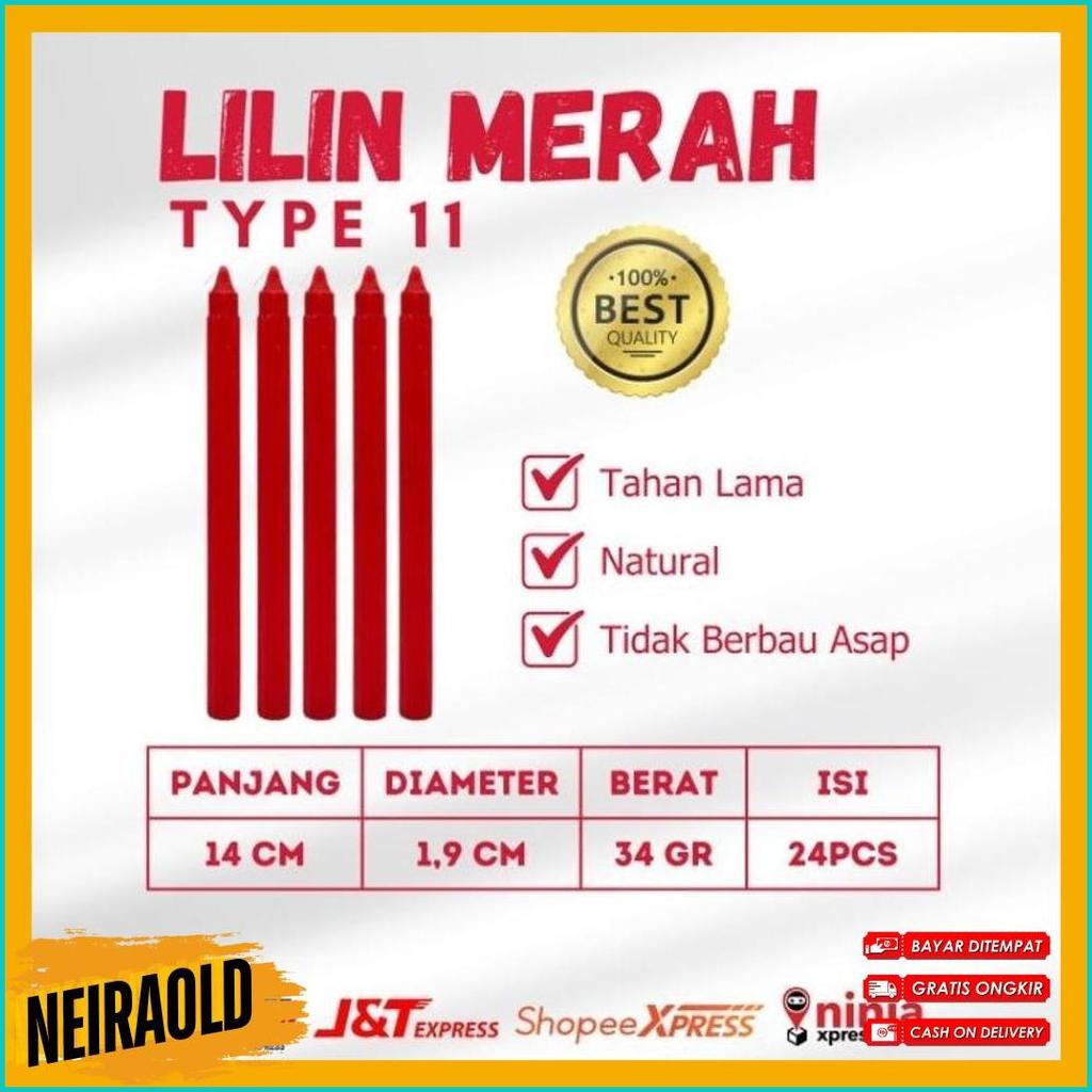 50% Off Lilin Merah Isi 10 Pcs Lilin Murah Lilin Ibadah Lilin Natal Panjang 14 Cm Dm 1,9