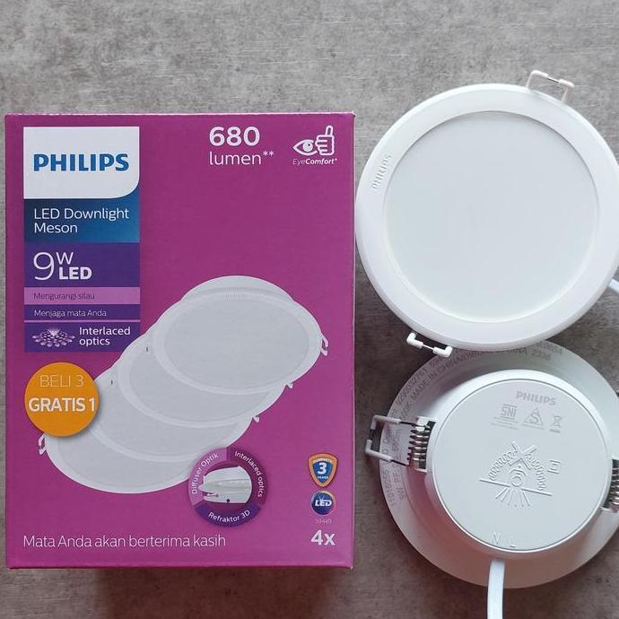 Lampu LED Downlight PHILIPS MESON 9 W Watt 4 Inch Pack Isi 4