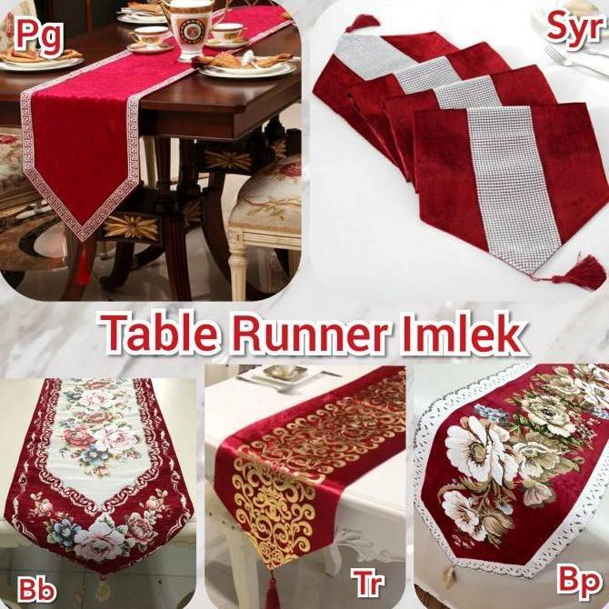 table runner imlek merah taplak meja merah imlek