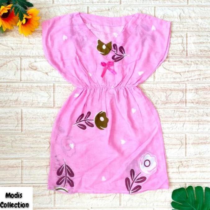 New- 2 pcs Daster Manohara Anak Cewek Perempuan Usia 1 sampai 3 Tahun Model Kerah V Neck Pinggang Ke
