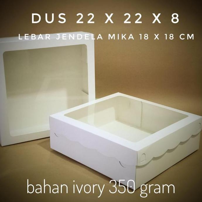New- Dus ivory Mika 22x22x8 Cake Box dus Kue Putih ekonomis