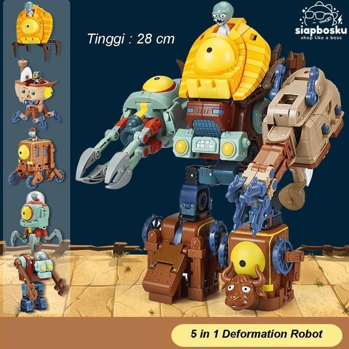 Grasihendy - Mainan Robot Plant vs Zombie 5in1 Boss Deformation Action Figure