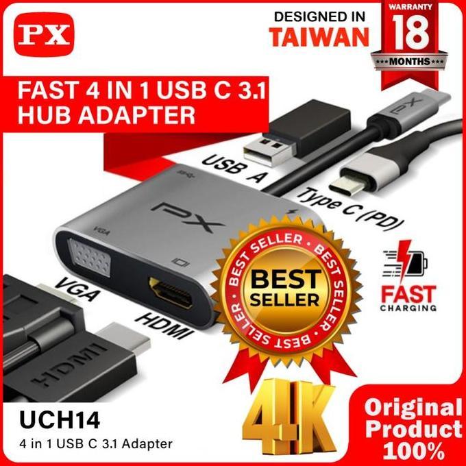 Sale Px Digital Multimedia Type C Hub Converter To Usb3.0/Hdmi/Vga/Lan/Aux