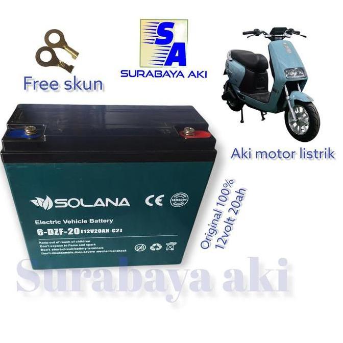 aki sepeda listrik 6dzm20 atau 12v 20ah motor listrik uwinfly solana