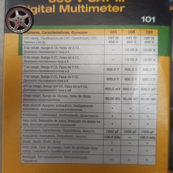 Fluke Multimeter Digital 101 Avo Meter 600V Cat Iii Akurasi 0.5% Dengan Tes Diode Dan Continuity Tes