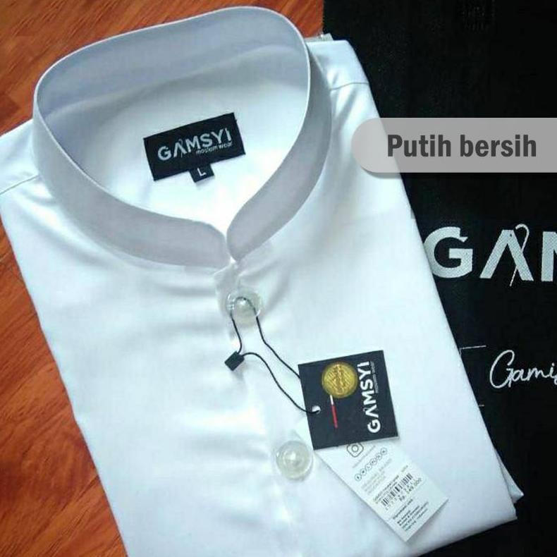 BAJU KOKO PUTIH POLOS HABAIB LENGAN PANJANG GAMSYI