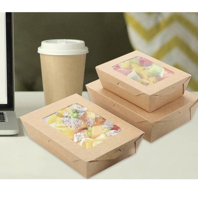 New- BROWN PAPER LUNCH BOX WINDOW SIZE L