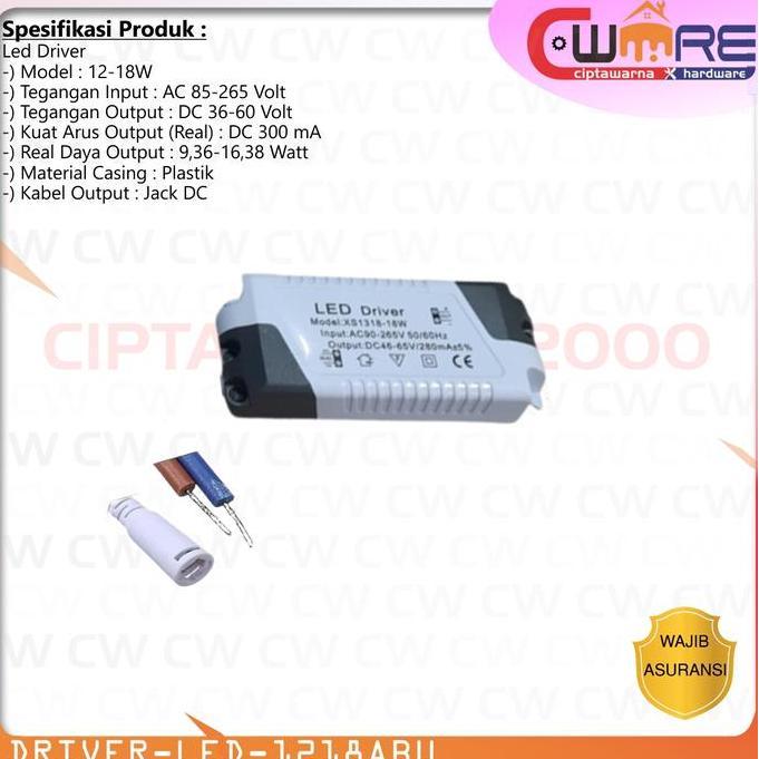 ```````] Led Driver downlight lamp 12-18 watt Driver lampu panel led DC plug