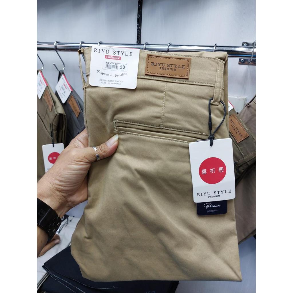 Murah Riyu Style- Celana Panjang Cino Pria Premium Bahan Cotton Twill Strecth  Bagus Murah