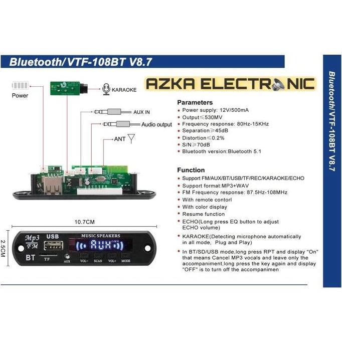 New- Kit Modul Mp3 Bluetooth Plus Karaoke Dan Echo System