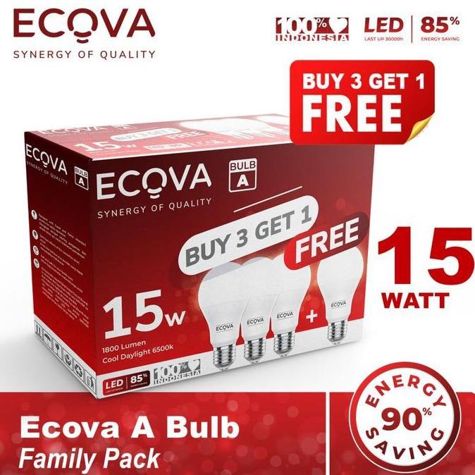 Lampu Bohlam LED bulb ECOVA Putih kuning 15 watt 15W White Warm White