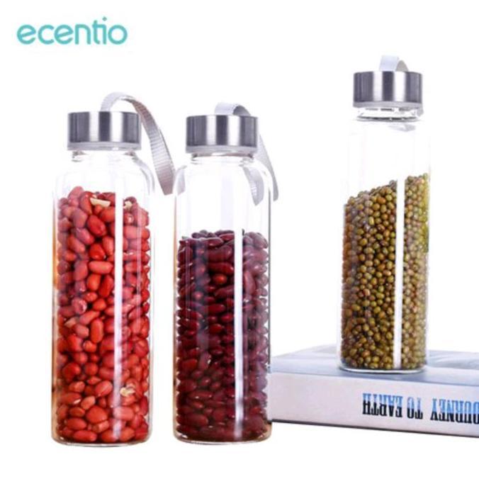 Ecentio Botol Minum 500 ml Bening Water Botol Plastik Lanyard Botol