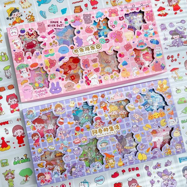 200 Lembar Sticker Box Pvc Jumbo Size Stiker Stok