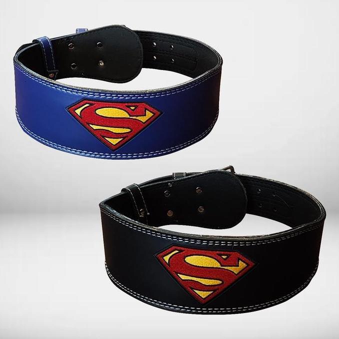SABUK PRIA FITNESS & GYM BAHAN SEMI KULIT SUPERMAN BORDIR - KMCR