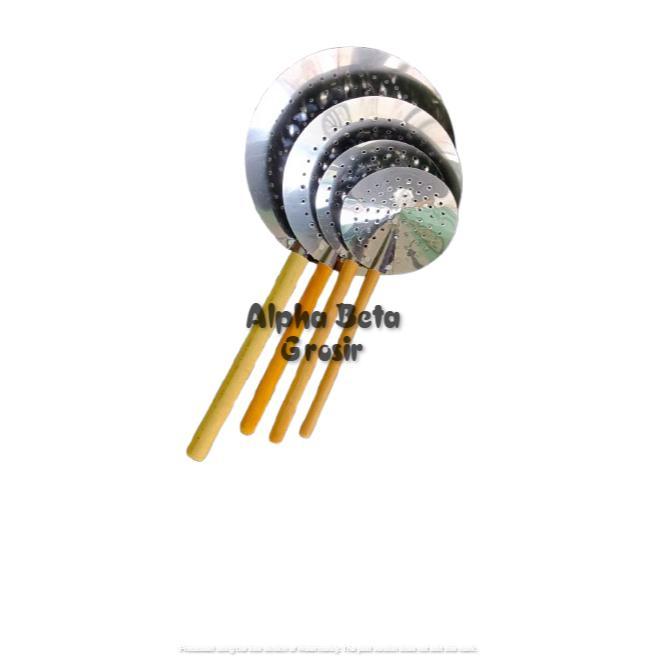 Bisa Cod Serok Gorengan / Peniris Minyak Goengan Gagang Kayu / Penyaring Minyak Goreng ||