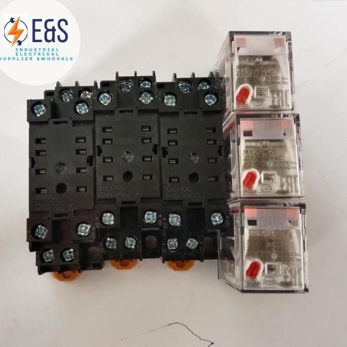 Relay Omron My2N Gs Ac 220V + Socket Omron Original My2 Hemat