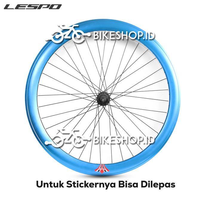 Velg Set Sepeda 700C 5Cm Biru Belakang Torpedo / Depan Alloy Rims Roda Siap Jadi Fixie Balap Road Bi