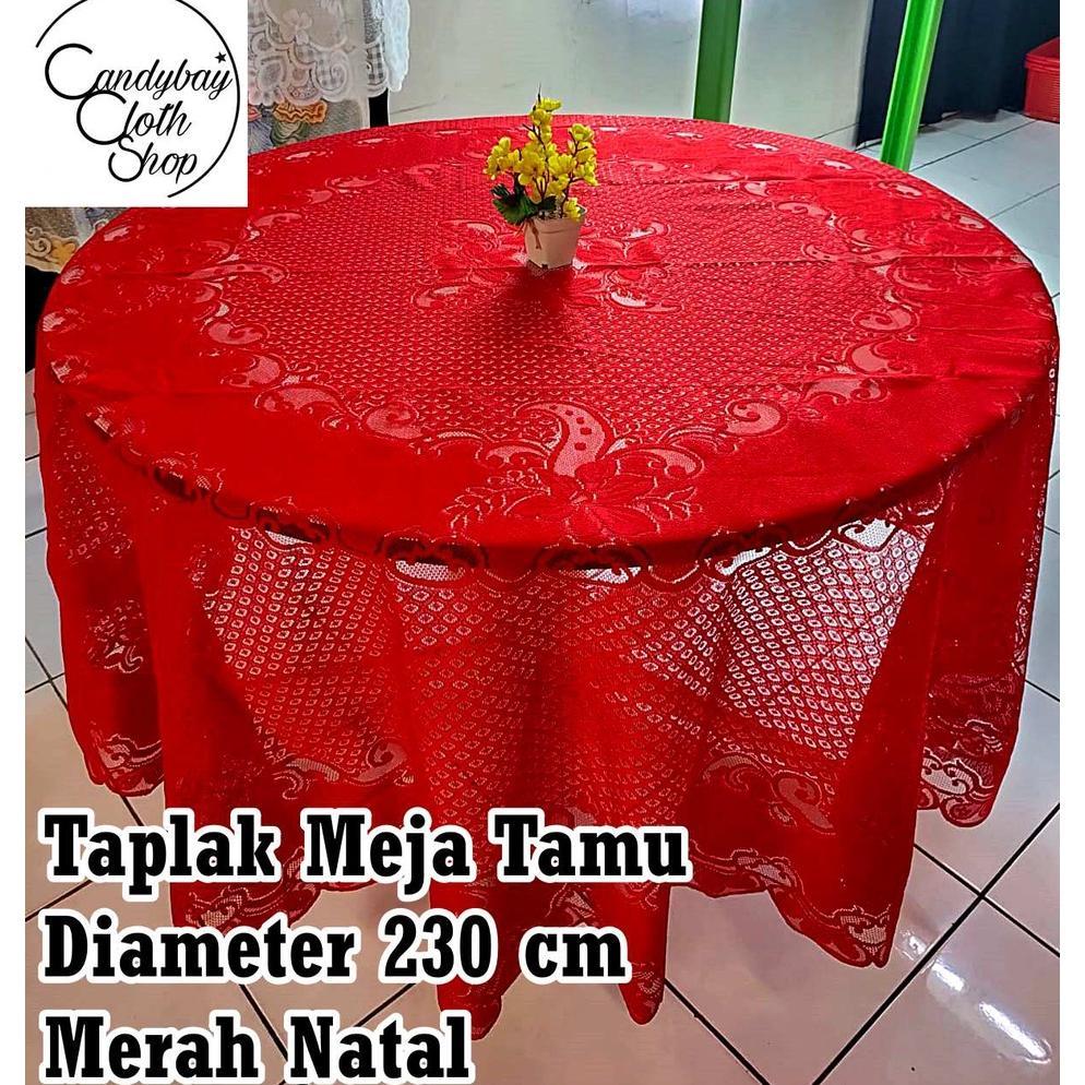 SPESIAL NATAL TAPLAK MEJA TAMU / TAPLAK MEJA MAKAN Bundar Ukuran 230 cm Bahan Kain Polyester MURAH
