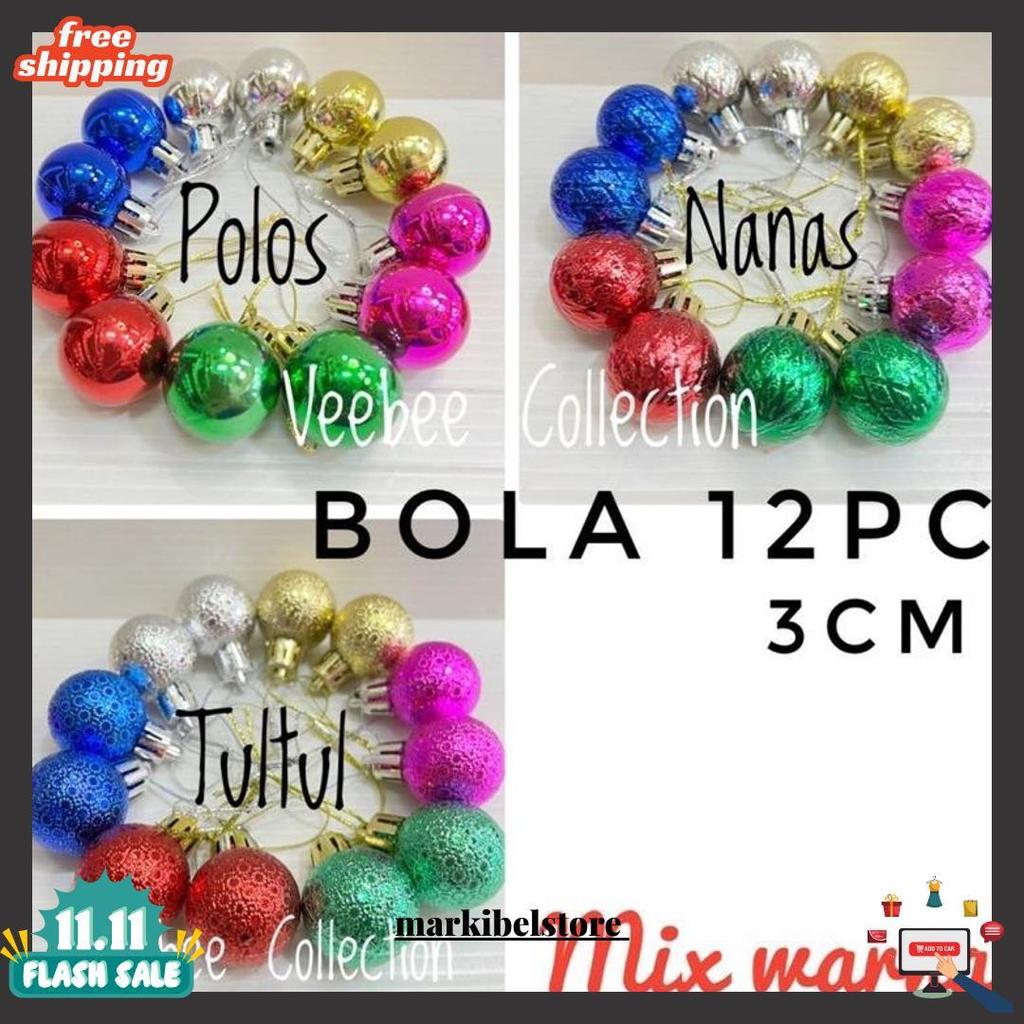 Hiasan Bola Pohon Natal 3Cm/ Bola Hias Pohon Natal/ Aksesoris Pohon / Hiasan Natal Terlaris