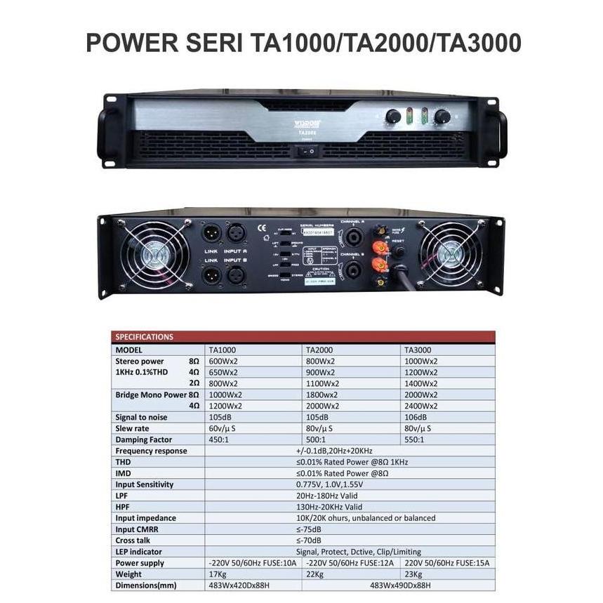 POWER AMPLIFIER WISDOM TA2000 / TA-2000 TA2000 POWER AUDIO CLASS H