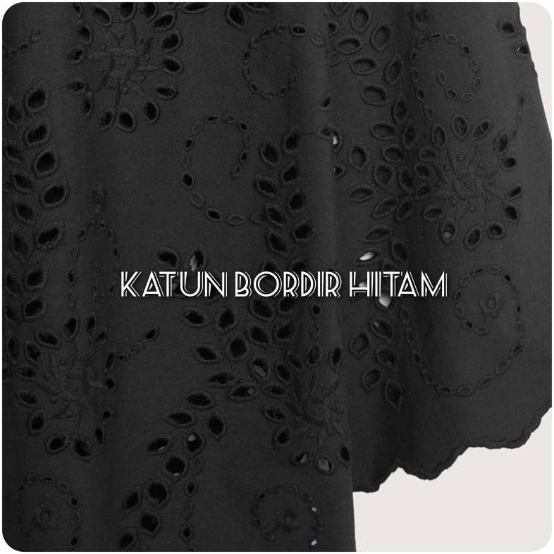 kain katun bordir garment hitam ( harga untuk meter)