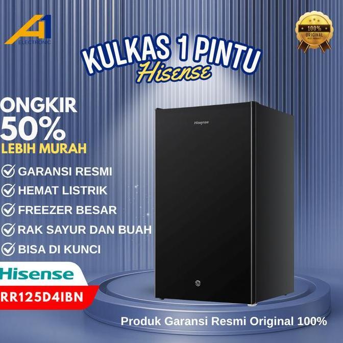[CUCI GUDANG] Kulkas 1 Pintu HISENSE RR125D4IBN 91L Hemat Listrik 80W Low Watt Bisa Kunci Freezer - 