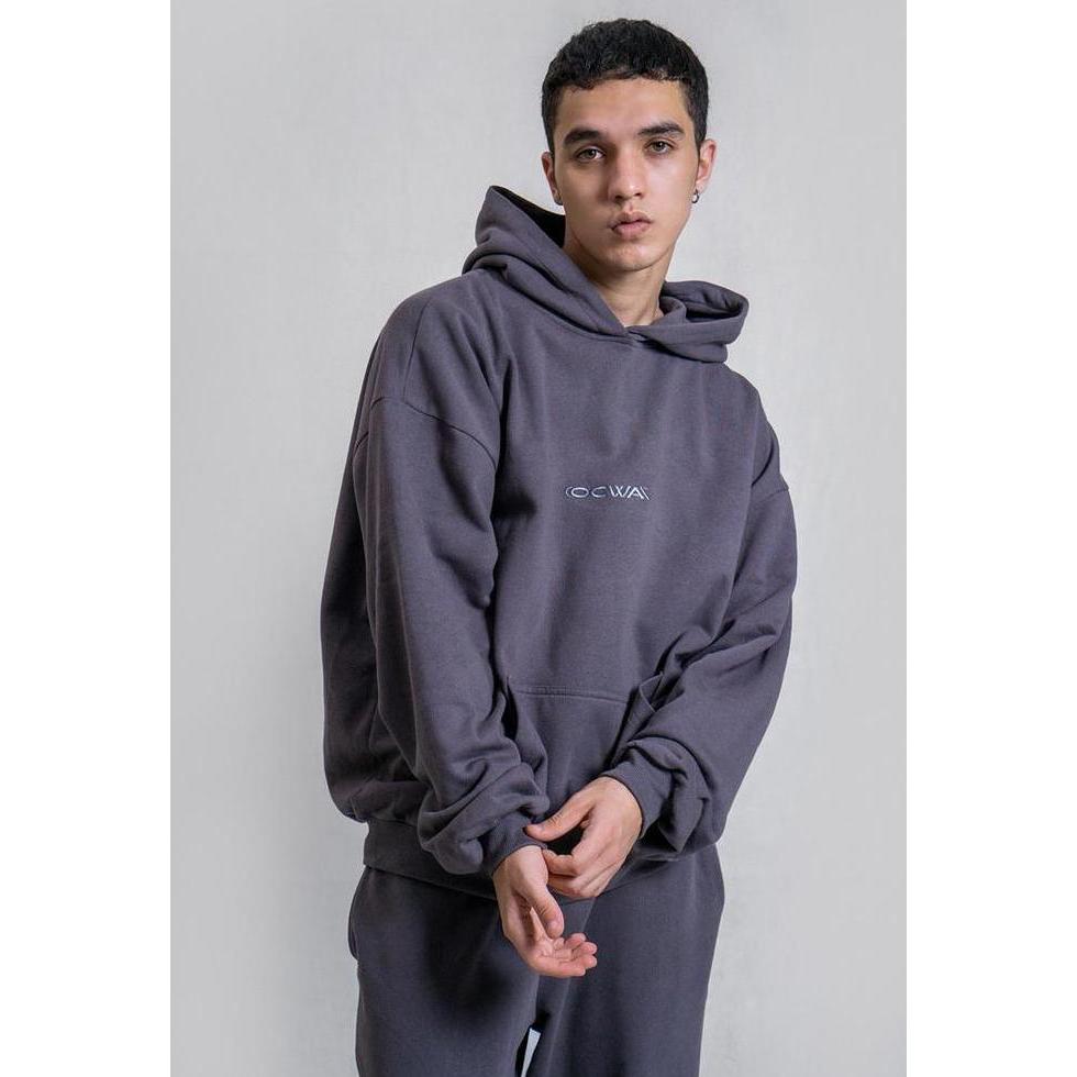 OCWA OVERSIZED HOODIE ASH GREY LOGO MEN