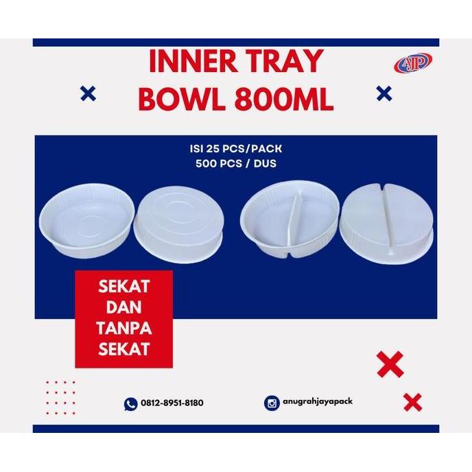 Terlaris Inner Tray Paper Bowl 800 Ml / Plastik Tray Paper Bowl 800 Ml Putih