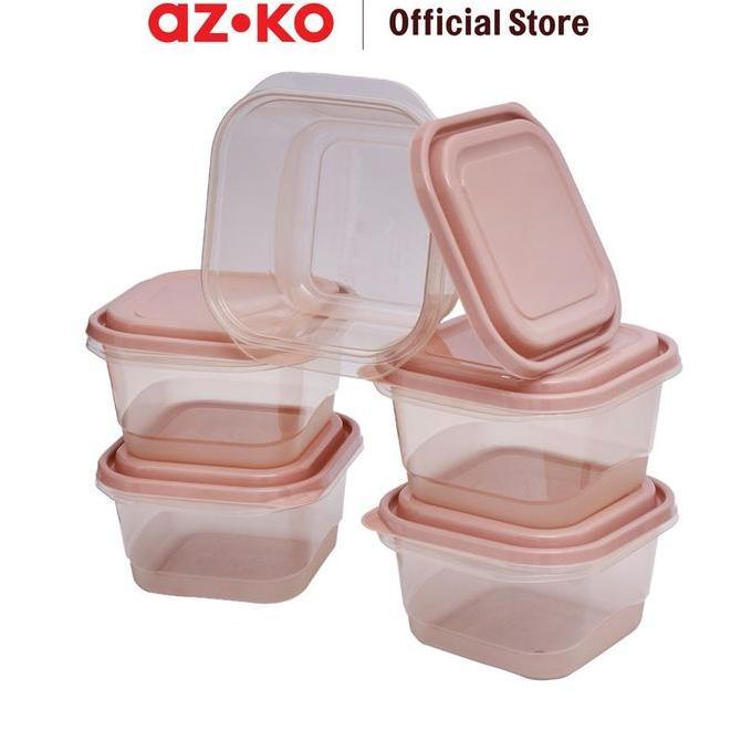 Kris 1 Ltr Set 5 Pcs Milly Wadah Makanan Square - Pink Coral