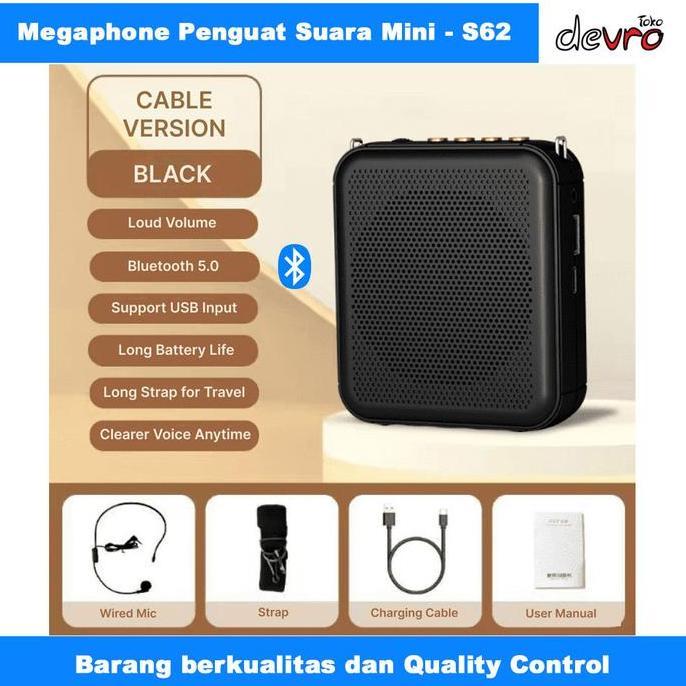 MEGAPHONE PENGUAT SUARA MINI BLUTOOT - ACTIVE SPEAKER TOURGUIDE - PROMS S62 ORIGINAL DAN TERPERCAYA