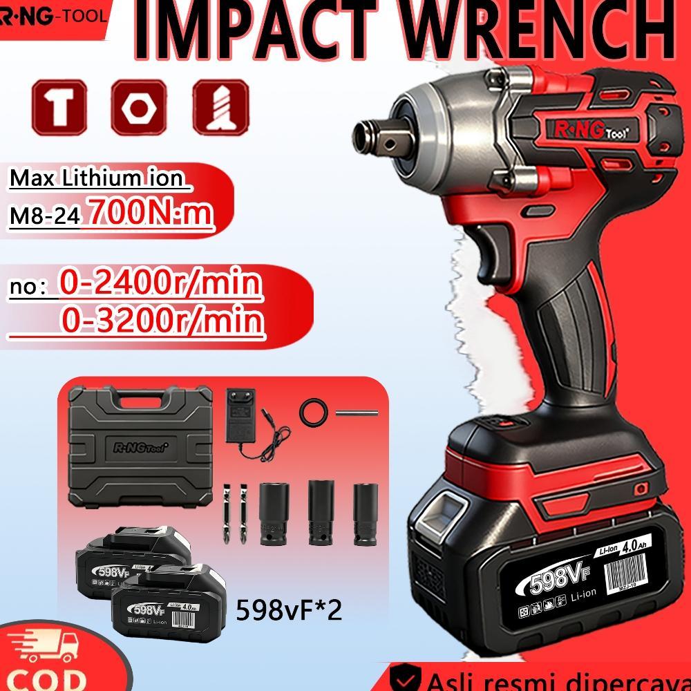 RNG  Impact Wrench Impact Baterai 598V/398V Impact Cordless 700NM Mesin Impact