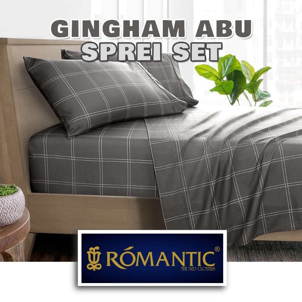 Sprei Set Gingham Abu by ROMANTIC Bamboo velvet motif amerika