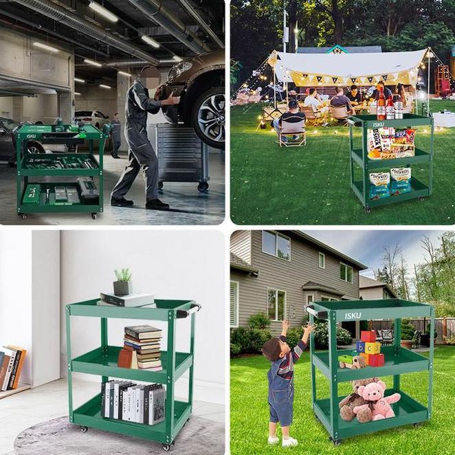 Isku Rak Troli Bengkel/Trolly 3 Susun/Bengkel Lemari Rak